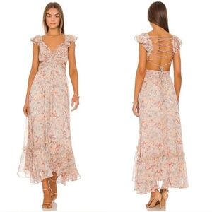 ASTR Primrose Floral Lace-Up Maxi Dress